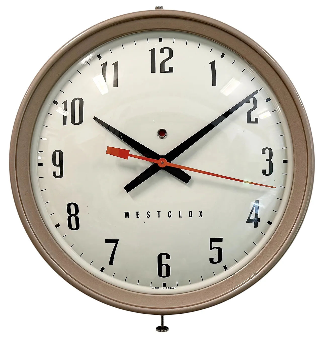 Brown Industrial Electric Station Wall Clock from Westclox , 1960s 1