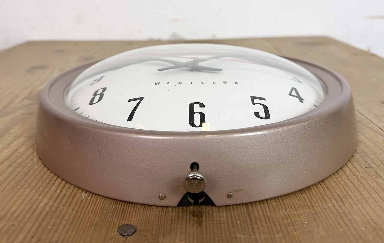 Brown Industrial Electric Station Wall Clock from Westclox , 1960s 11