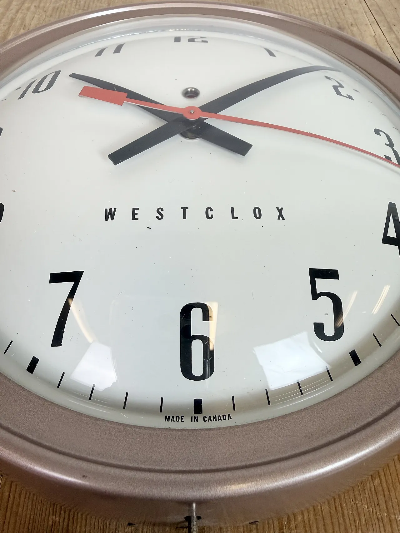 Brown Industrial Electric Station Wall Clock from Westclox , 1960s 12