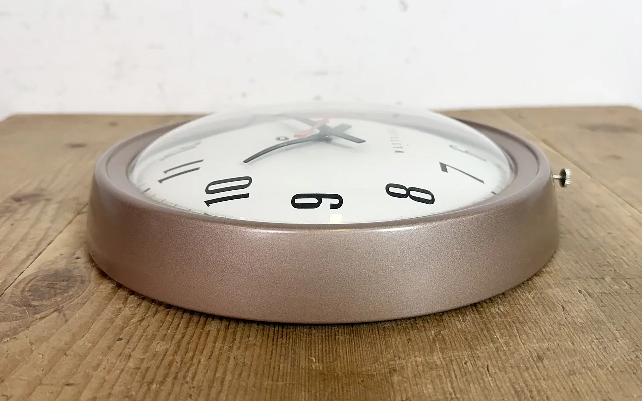 Brown Industrial Electric Station Wall Clock from Westclox , 1960s 13