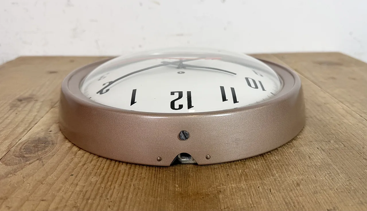 Brown Industrial Electric Station Wall Clock from Westclox , 1960s 14