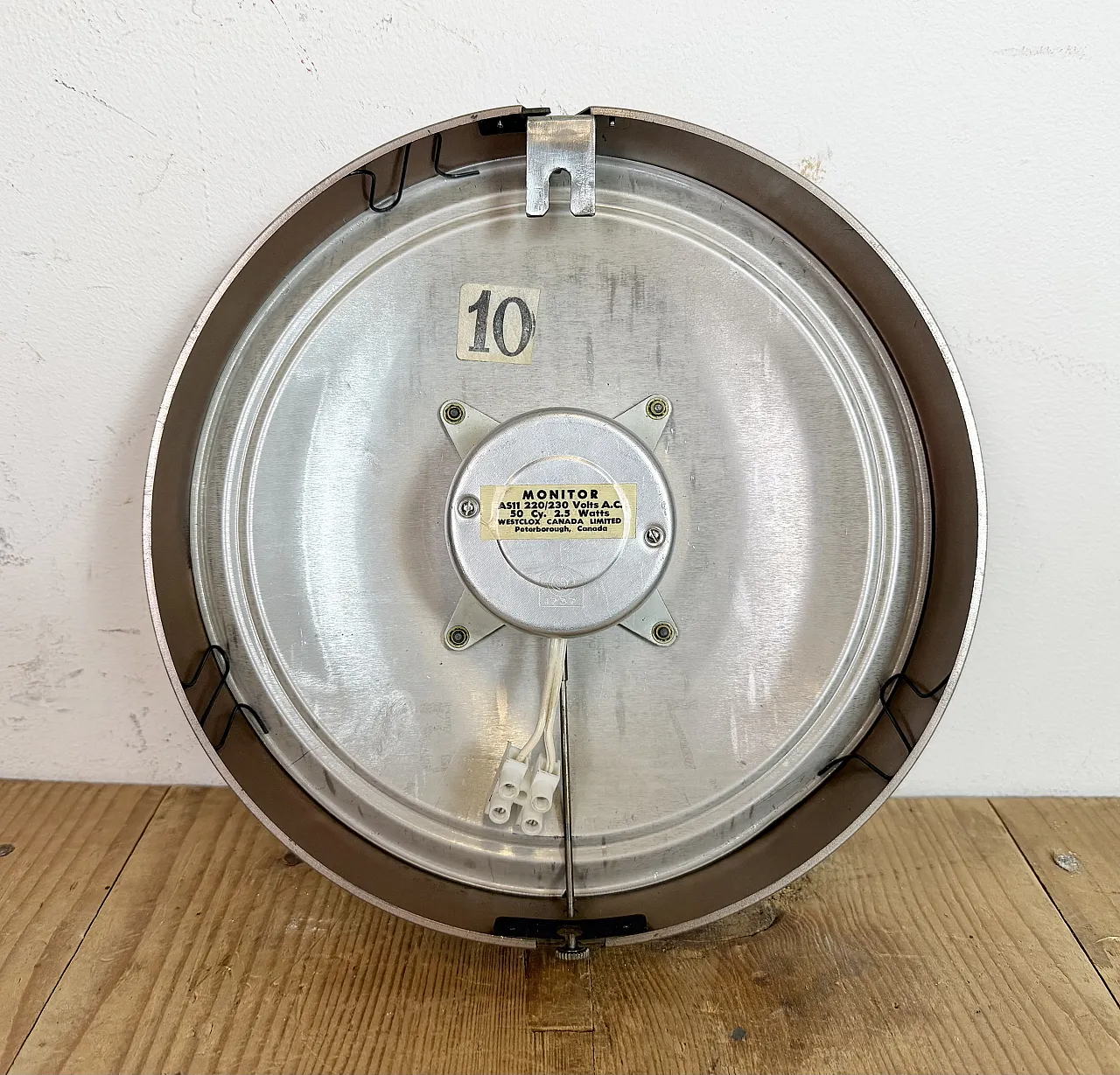 Brown Industrial Electric Station Wall Clock from Westclox , 1960s 17