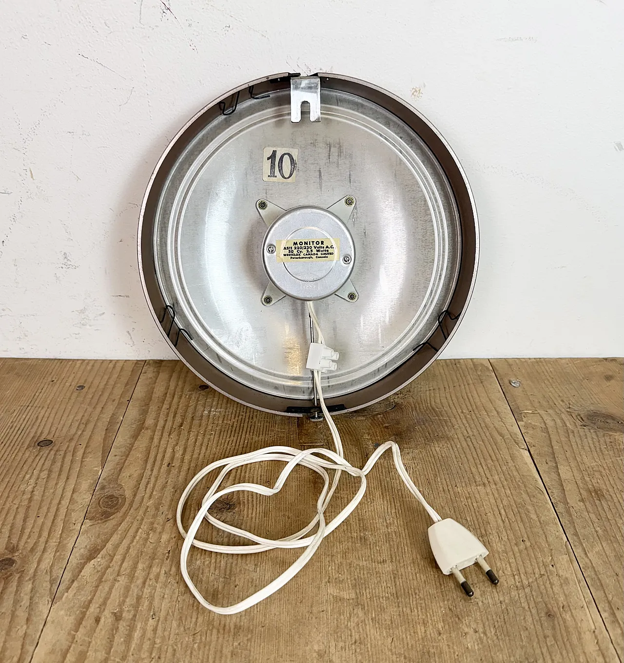 Brown Industrial Electric Station Wall Clock from Westclox , 1960s 19