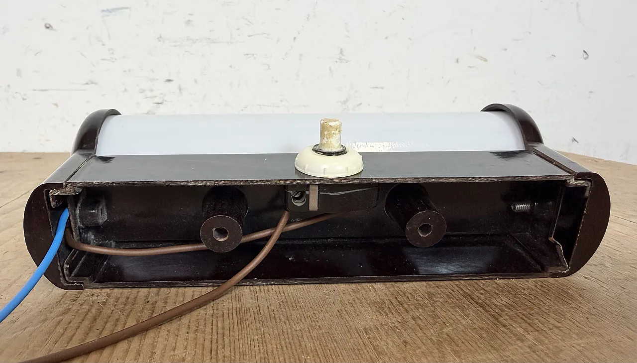 Industrial Brown Bakelite Wall Light with Milk Glass, 1950s 11