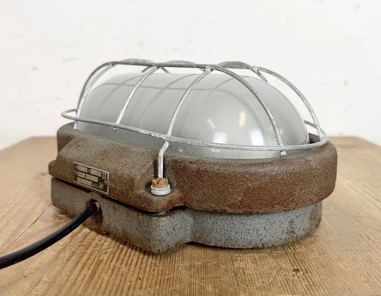 Grey Industrial Cast Iron Wall Light from Elektrosvit, 1960s 8