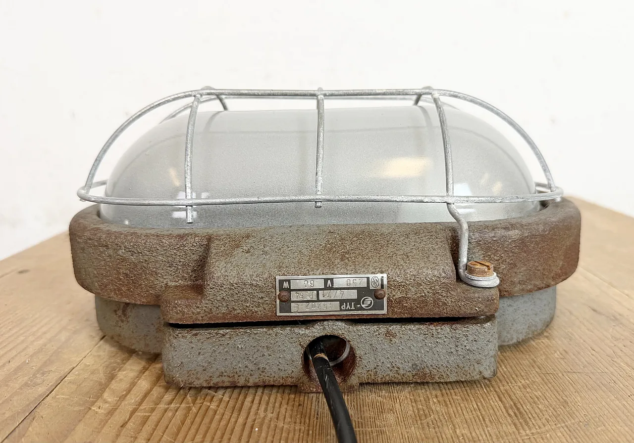 Grey Industrial Cast Iron Wall Light from Elektrosvit, 1960s 9