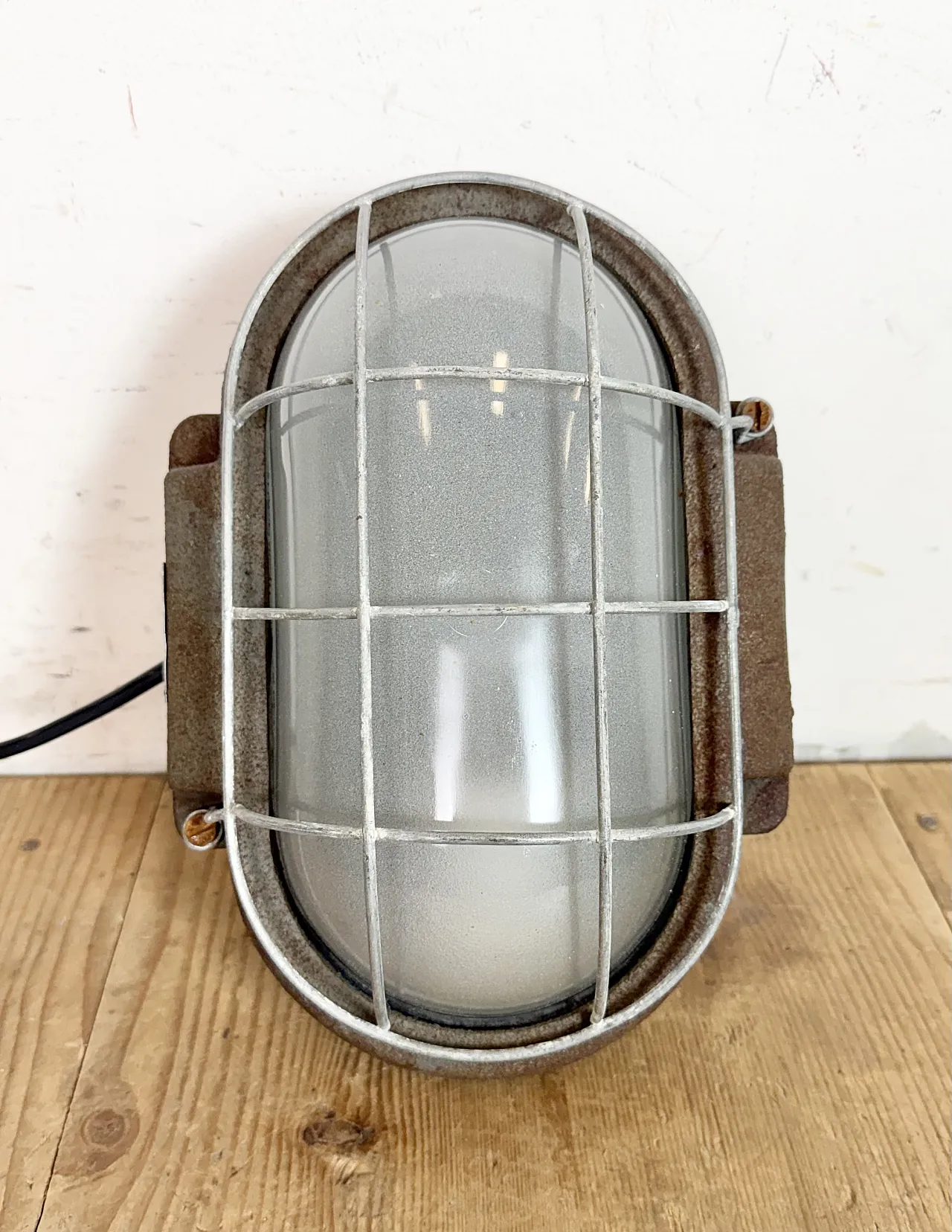 Grey Industrial Cast Iron Wall Light from Elektrosvit, 1960s 11