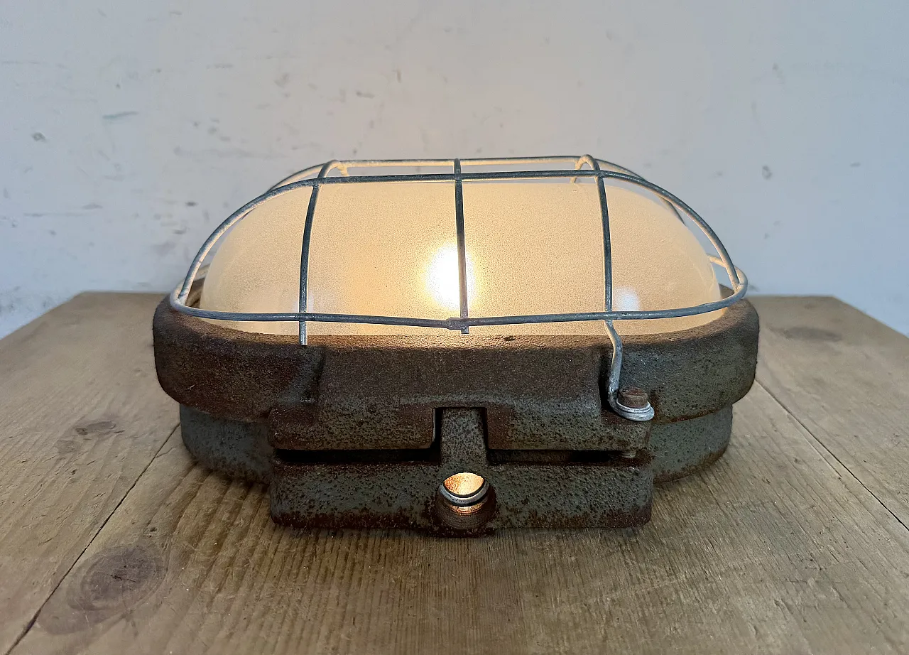Grey Industrial Cast Iron Wall Light from Elektrosvit, 1960s 12
