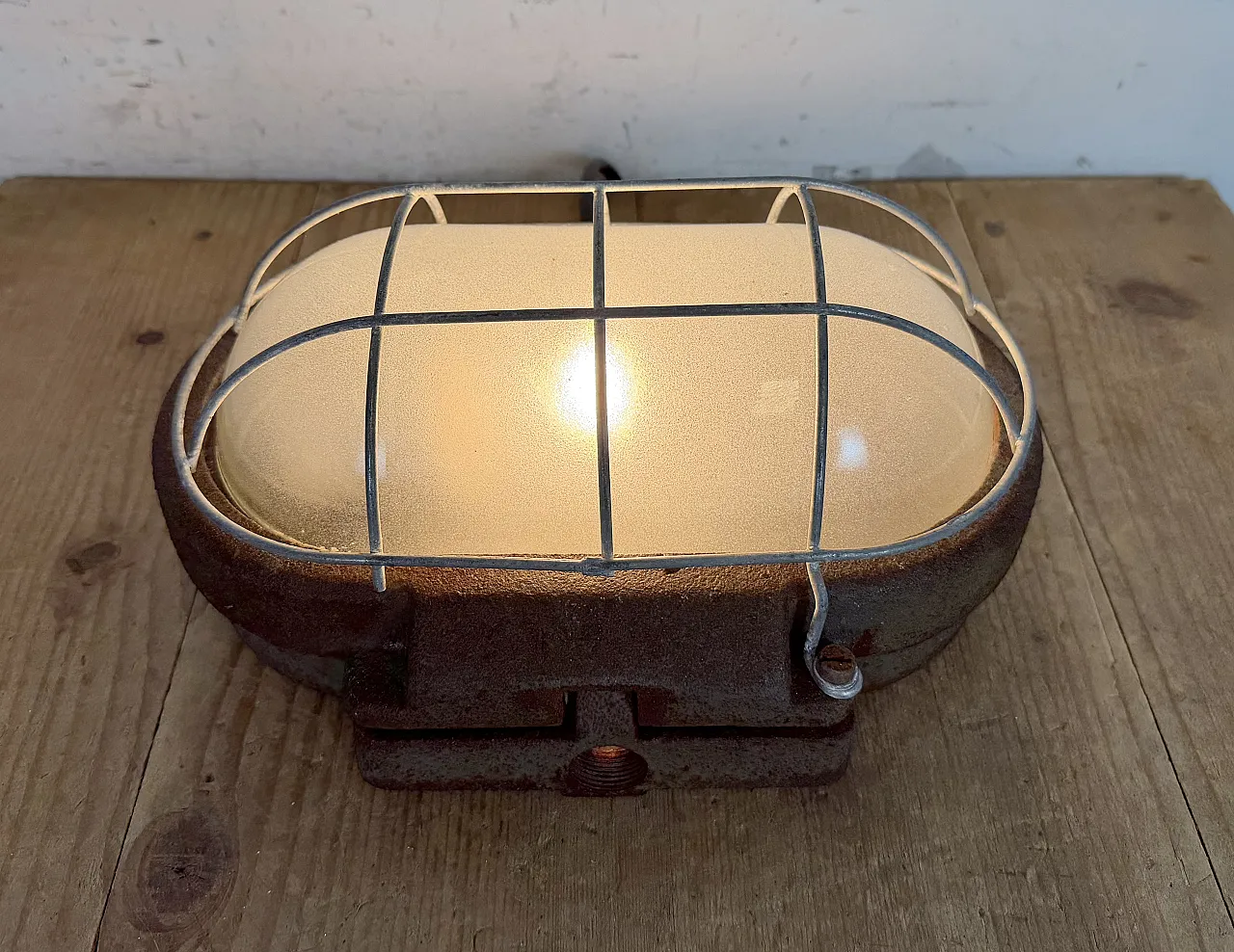 Grey Industrial Cast Iron Wall Light from Elektrosvit, 1960s 13