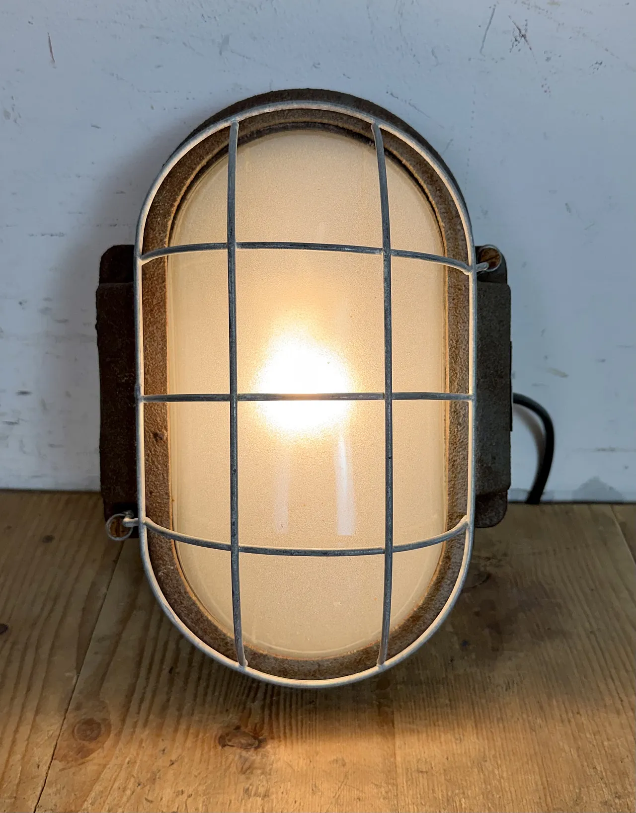 Grey Industrial Cast Iron Wall Light from Elektrosvit, 1960s 14