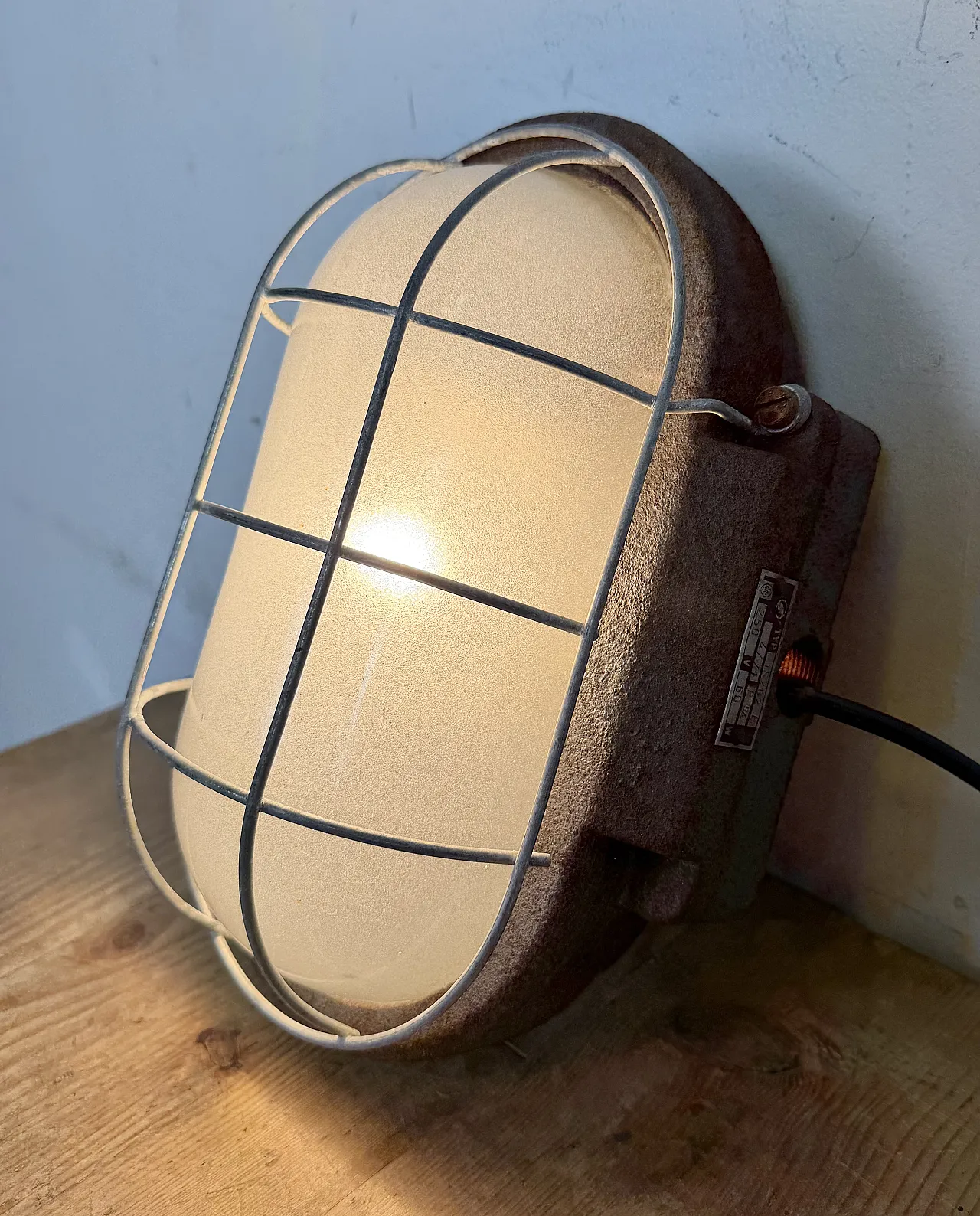 Grey Industrial Cast Iron Wall Light from Elektrosvit, 1960s 15