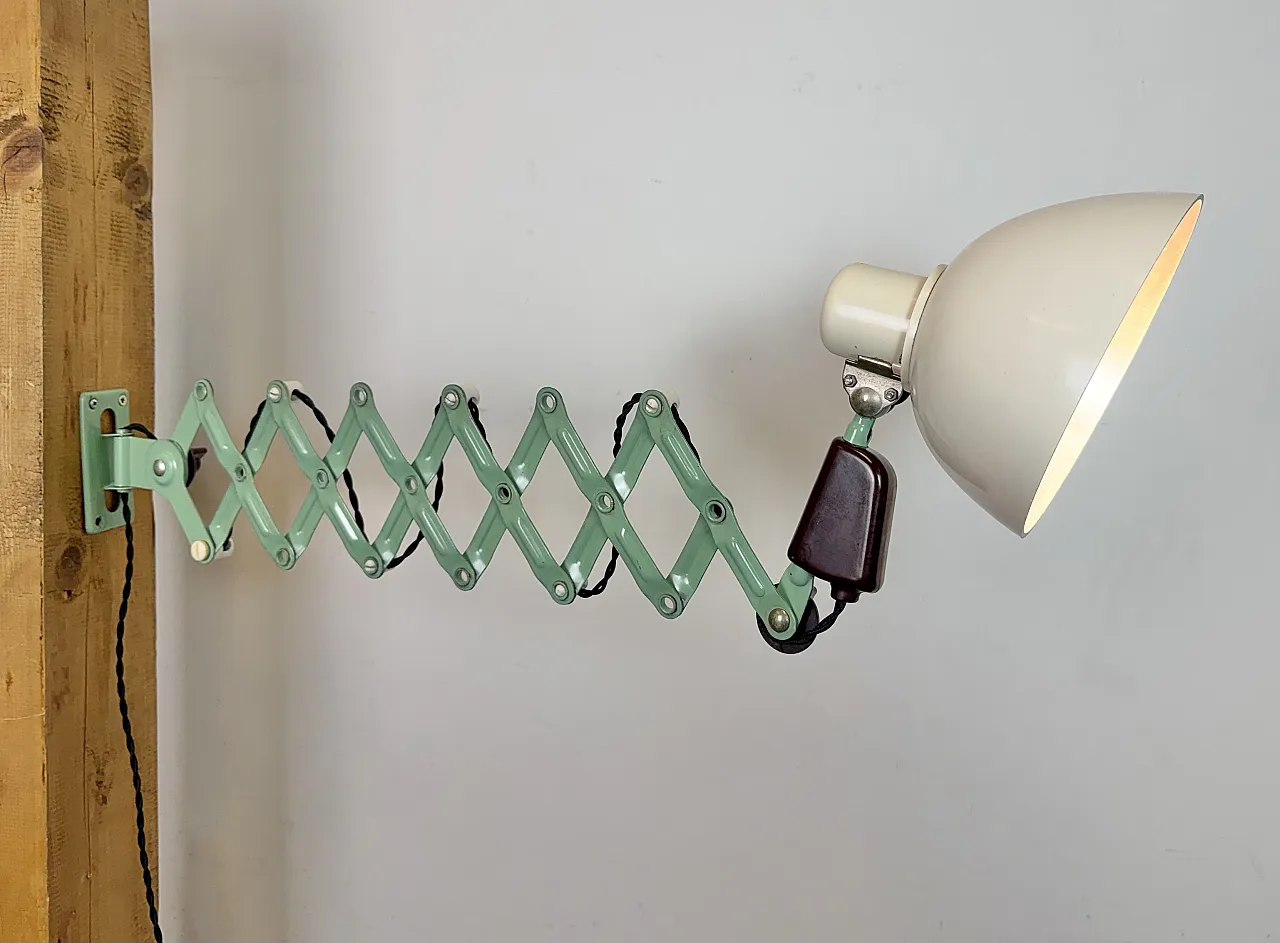 Industrial East German Scissor Lamp from VEB Zweckleuchtenbau Dresden, 17