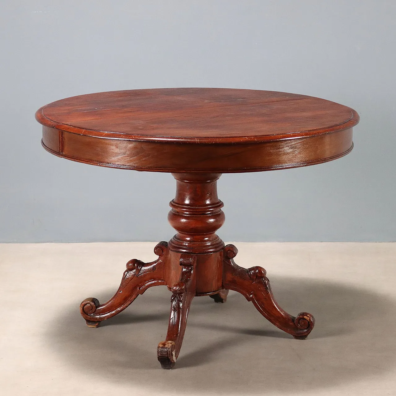 Tavolo allungabile in rovere e pioppo tinto noce, '800 1