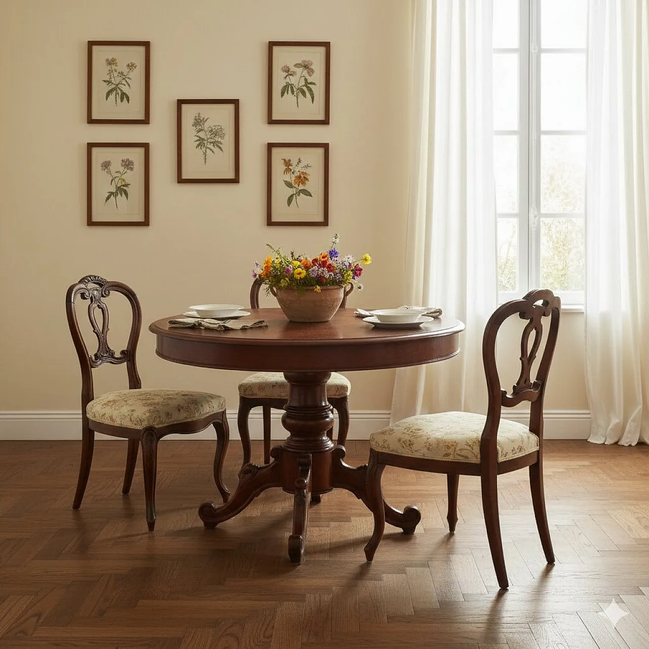 Tavolo allungabile in rovere e pioppo tinto noce, '800 2