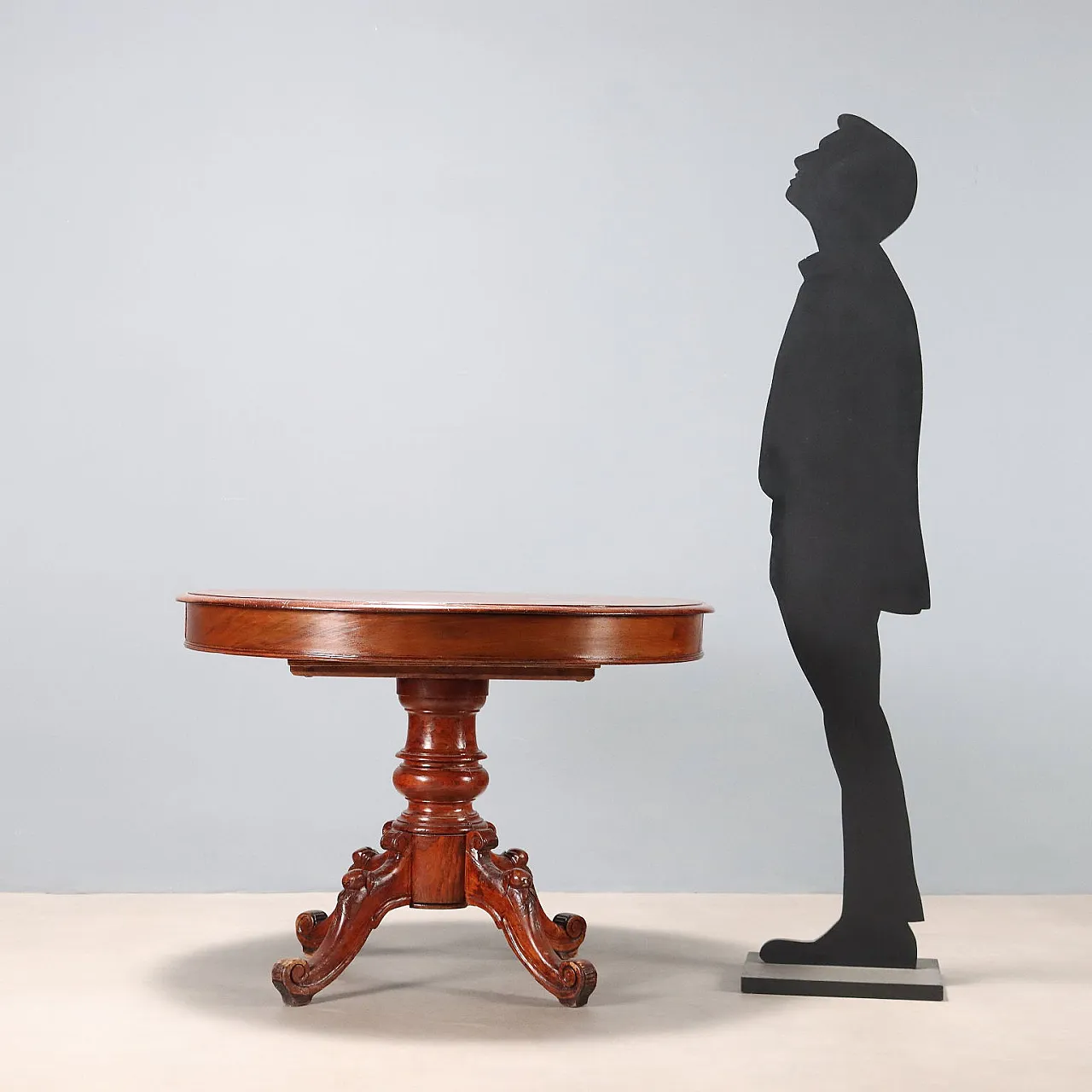 Tavolo allungabile in rovere e pioppo tinto noce, '800 3