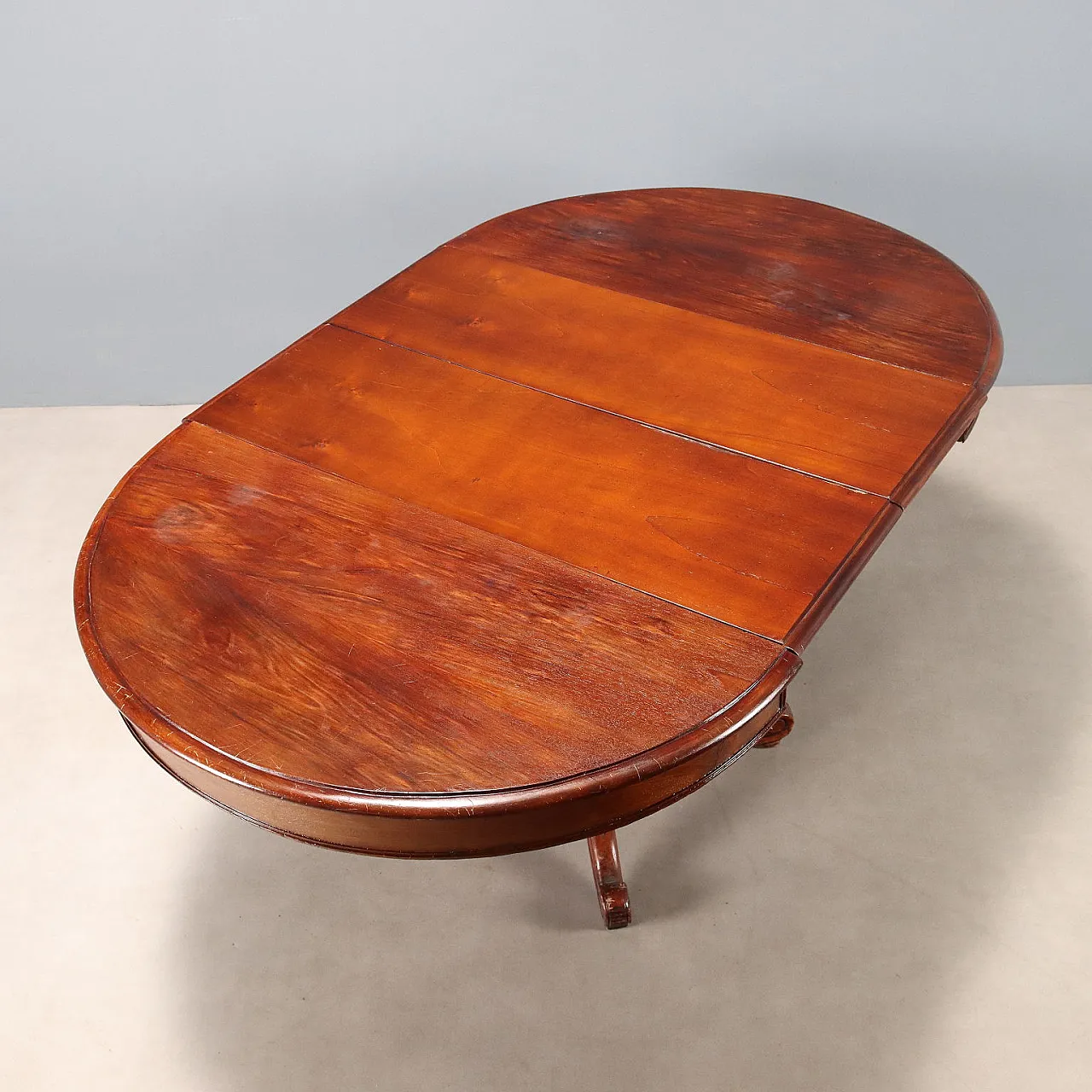 Tavolo allungabile in rovere e pioppo tinto noce, '800 4