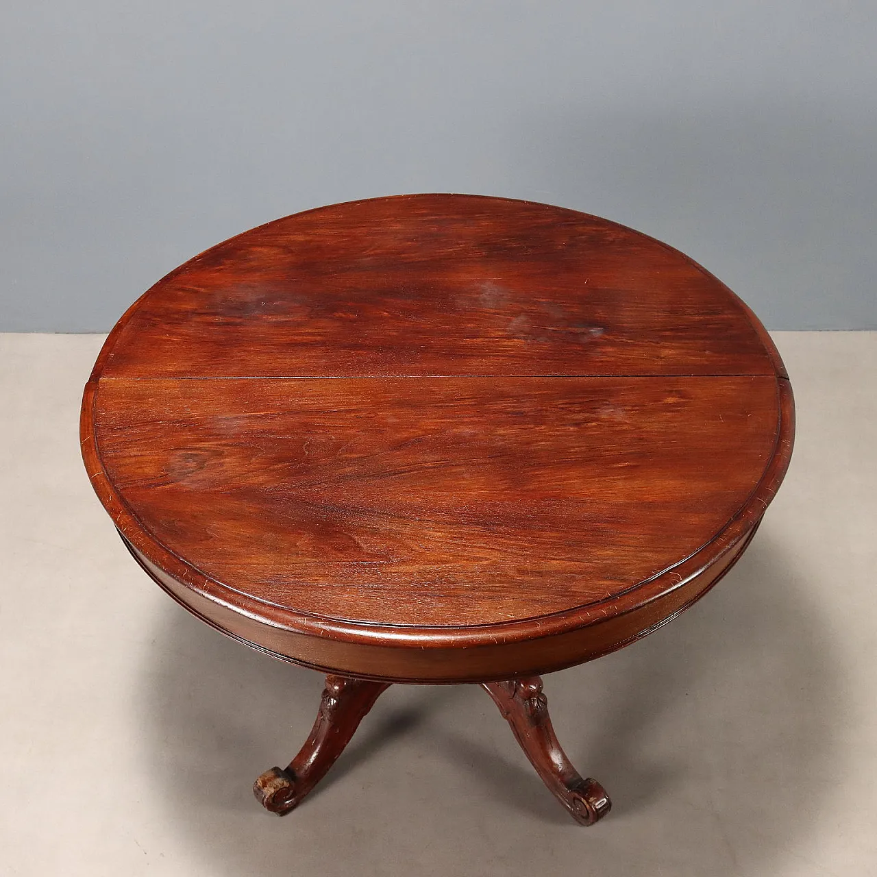 Tavolo allungabile in rovere e pioppo tinto noce, '800 6