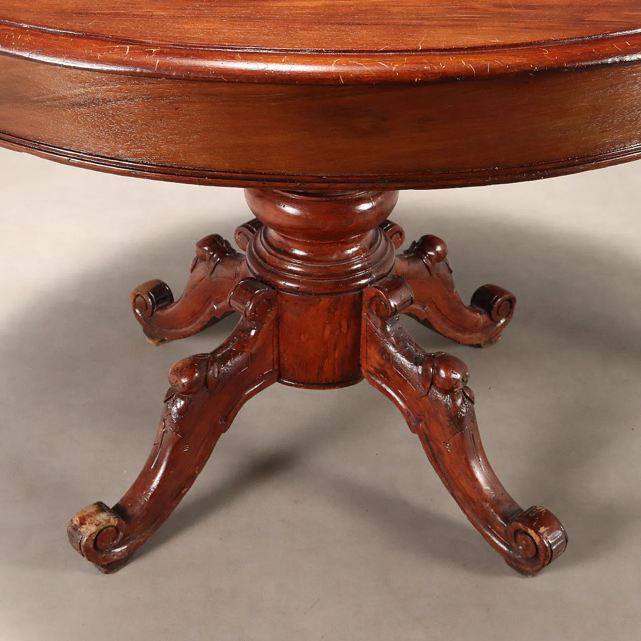 Tavolo allungabile in rovere e pioppo tinto noce, '800 8