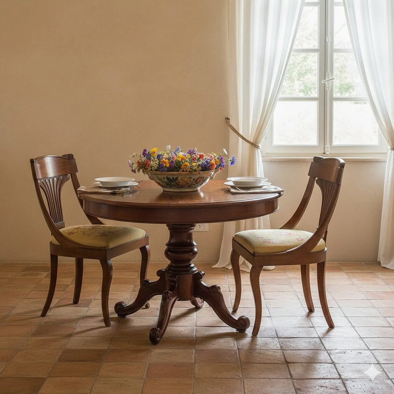 Coppia di sedie Luigi Filippo in noce, tardo '800 2