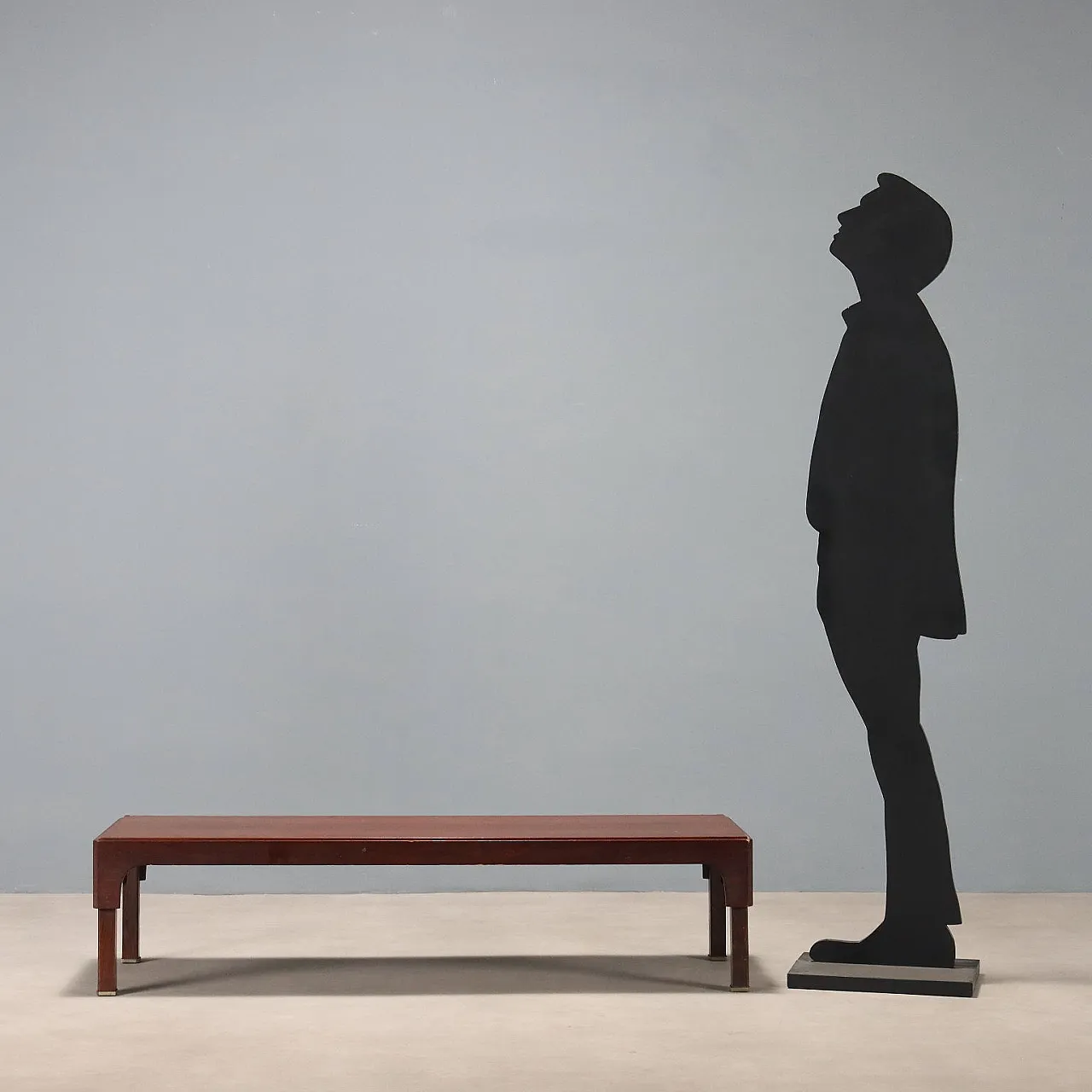 Tavolino con impiallacciatura di legno esotico e metallo, '900 3