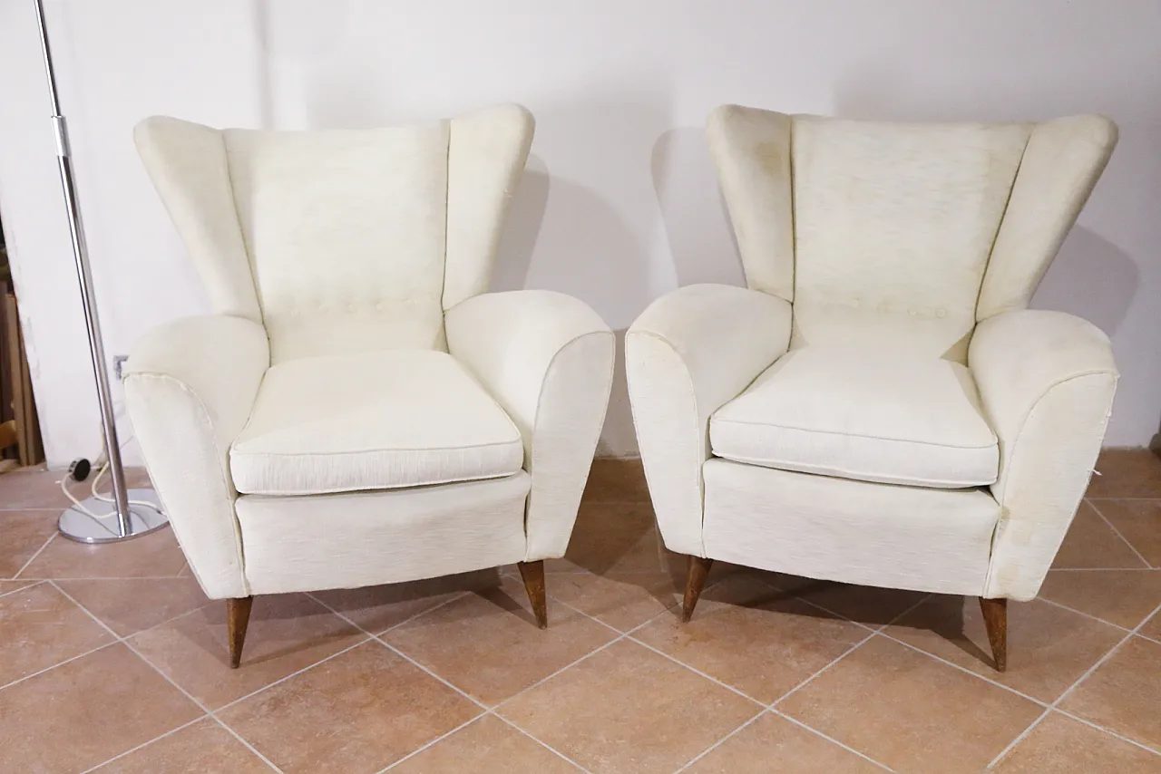 Pair of white armchairs, 50s 4