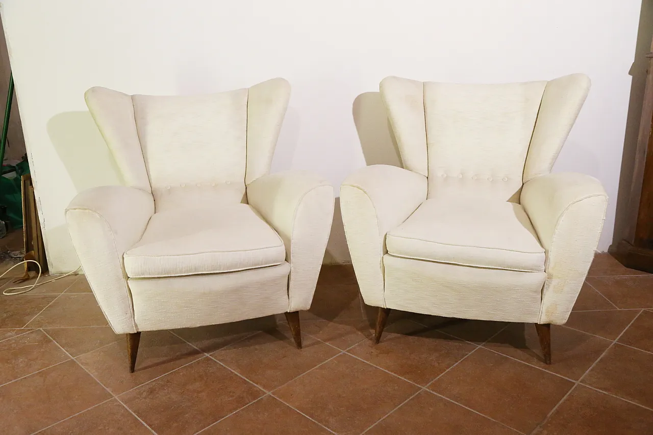Pair of white armchairs, 50s 10