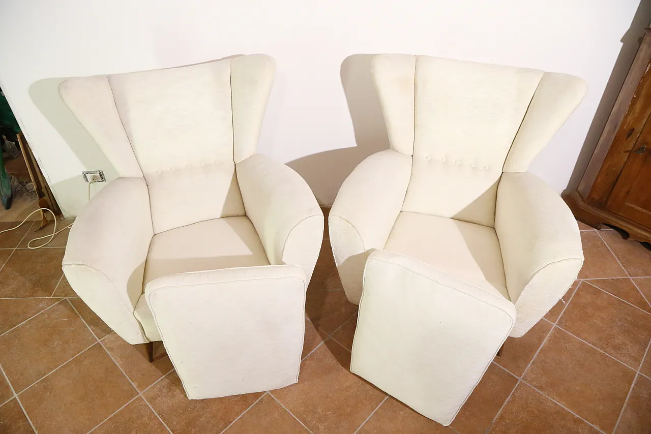 Pair of white armchairs, 50s 11