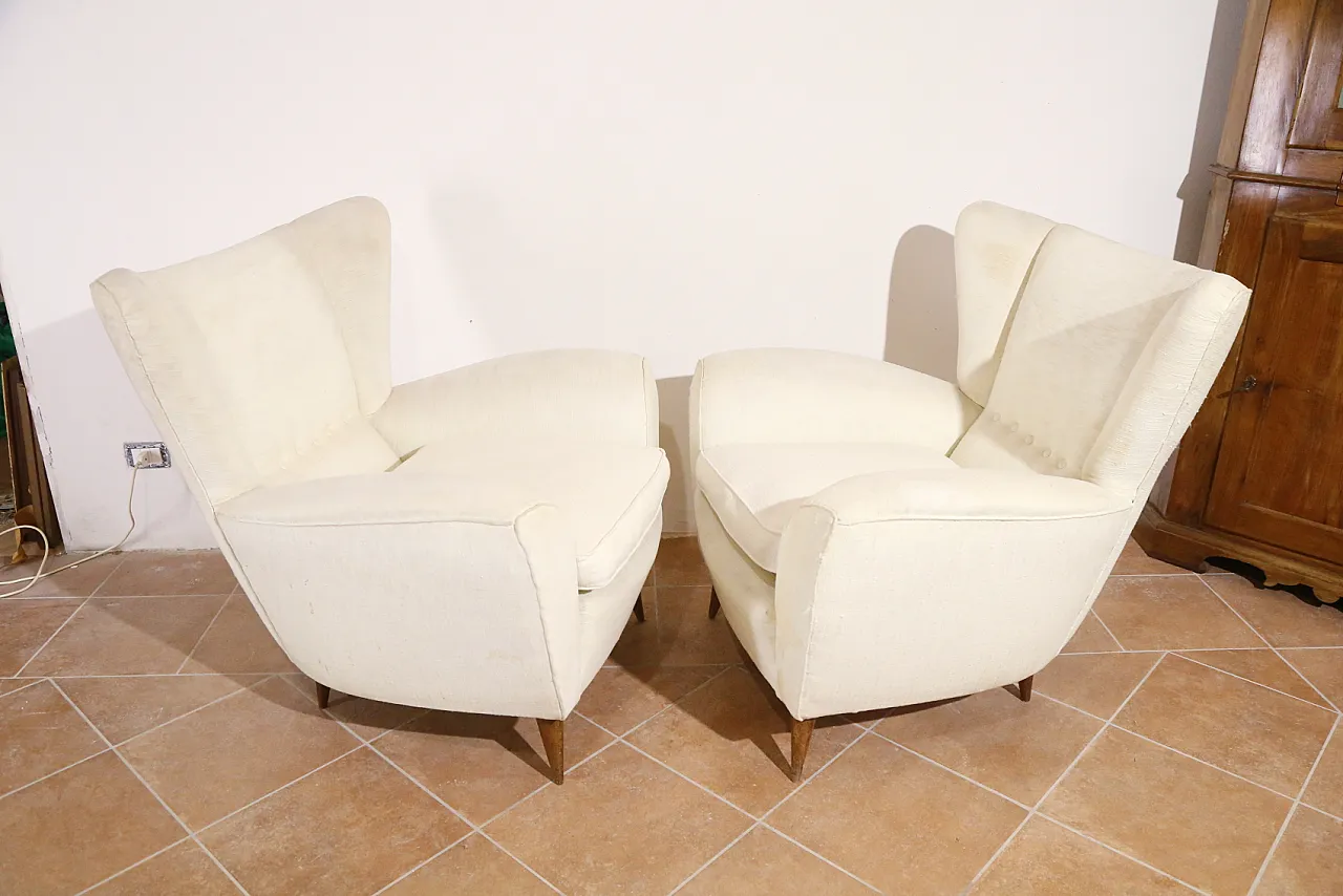 Pair of white armchairs, 50s 12