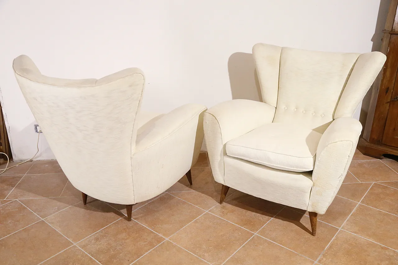 Pair of white armchairs, 50s 13