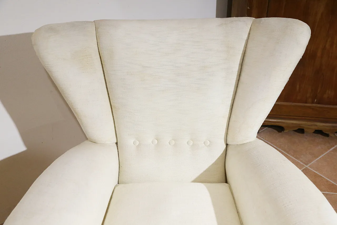Pair of white armchairs, 50s 14