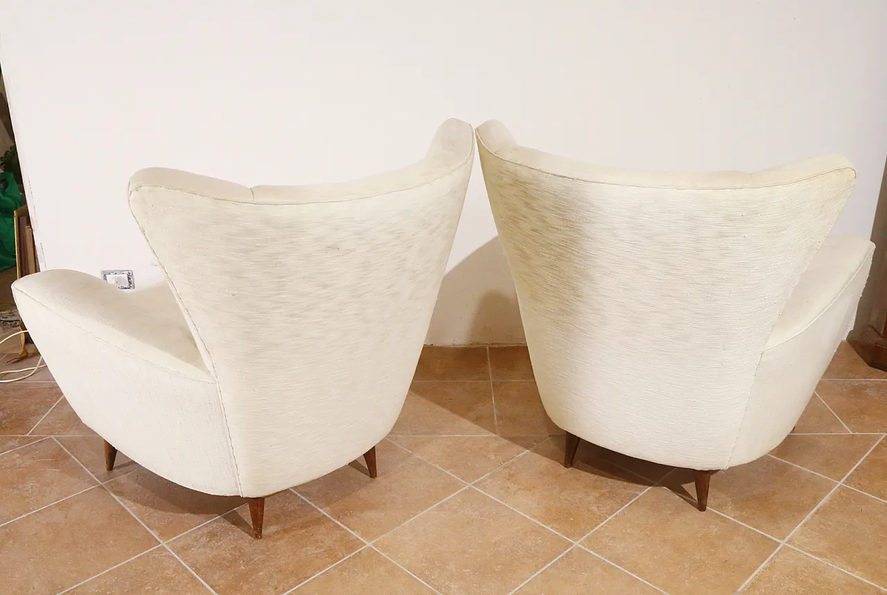 Pair of white armchairs, 50s 15