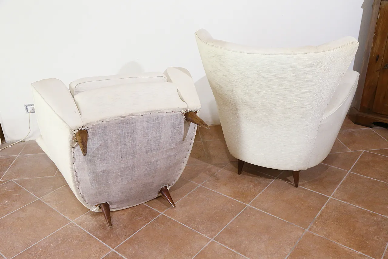 Pair of white armchairs, 50s 16