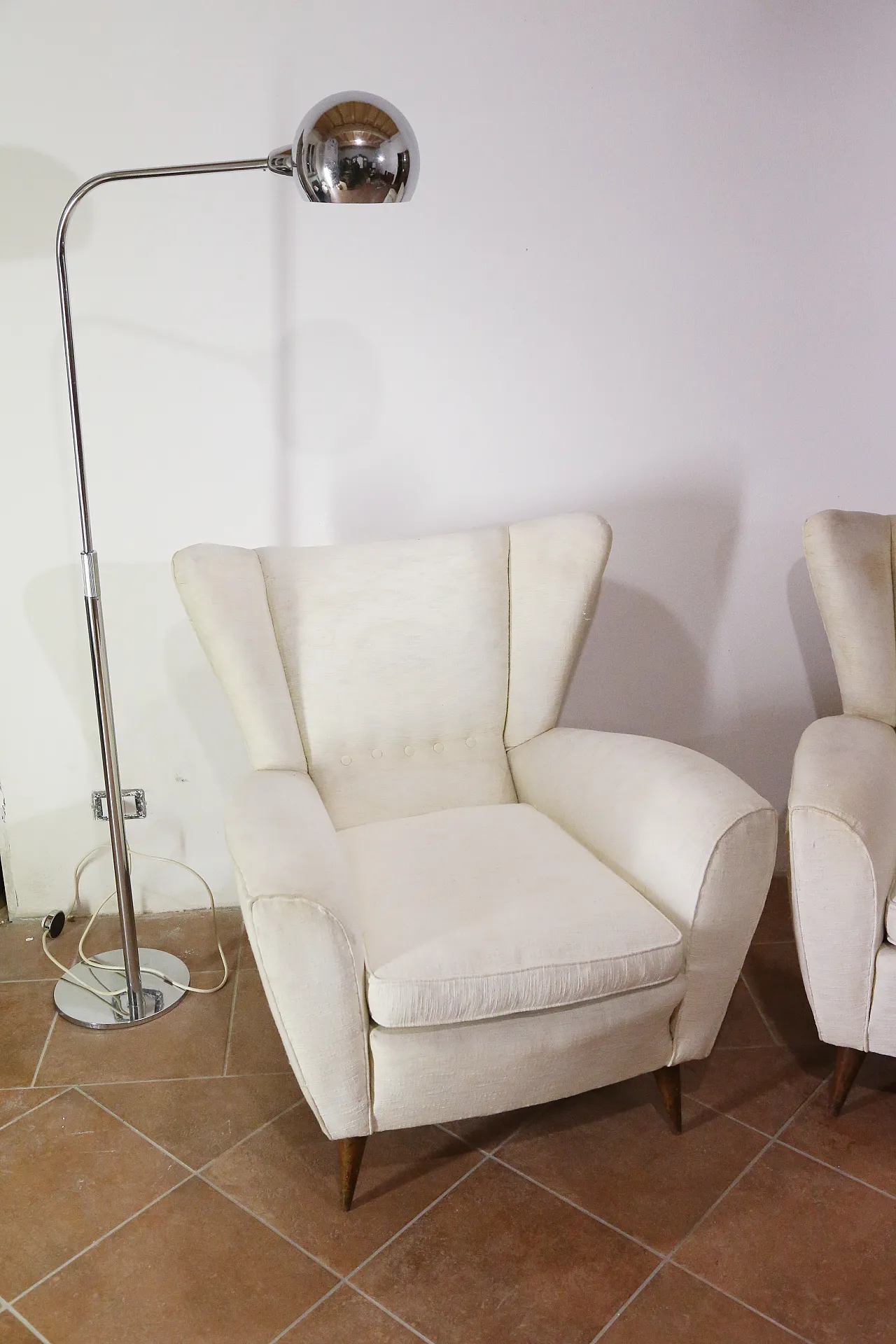 Pair of white armchairs, 50s 17