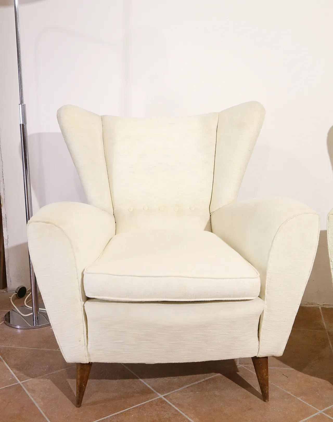 Pair of white armchairs, 50s 19