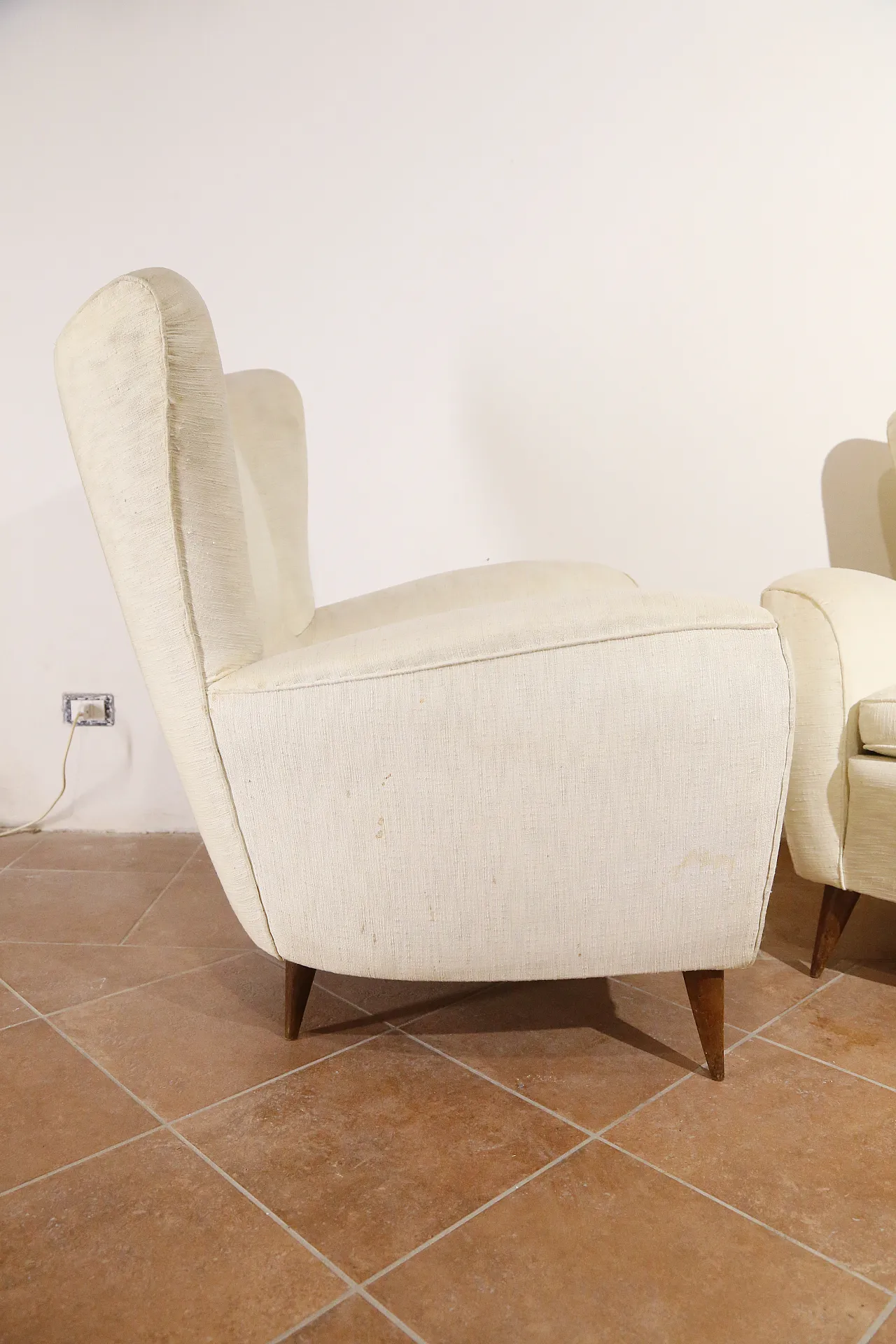 Pair of white armchairs, 50s 22