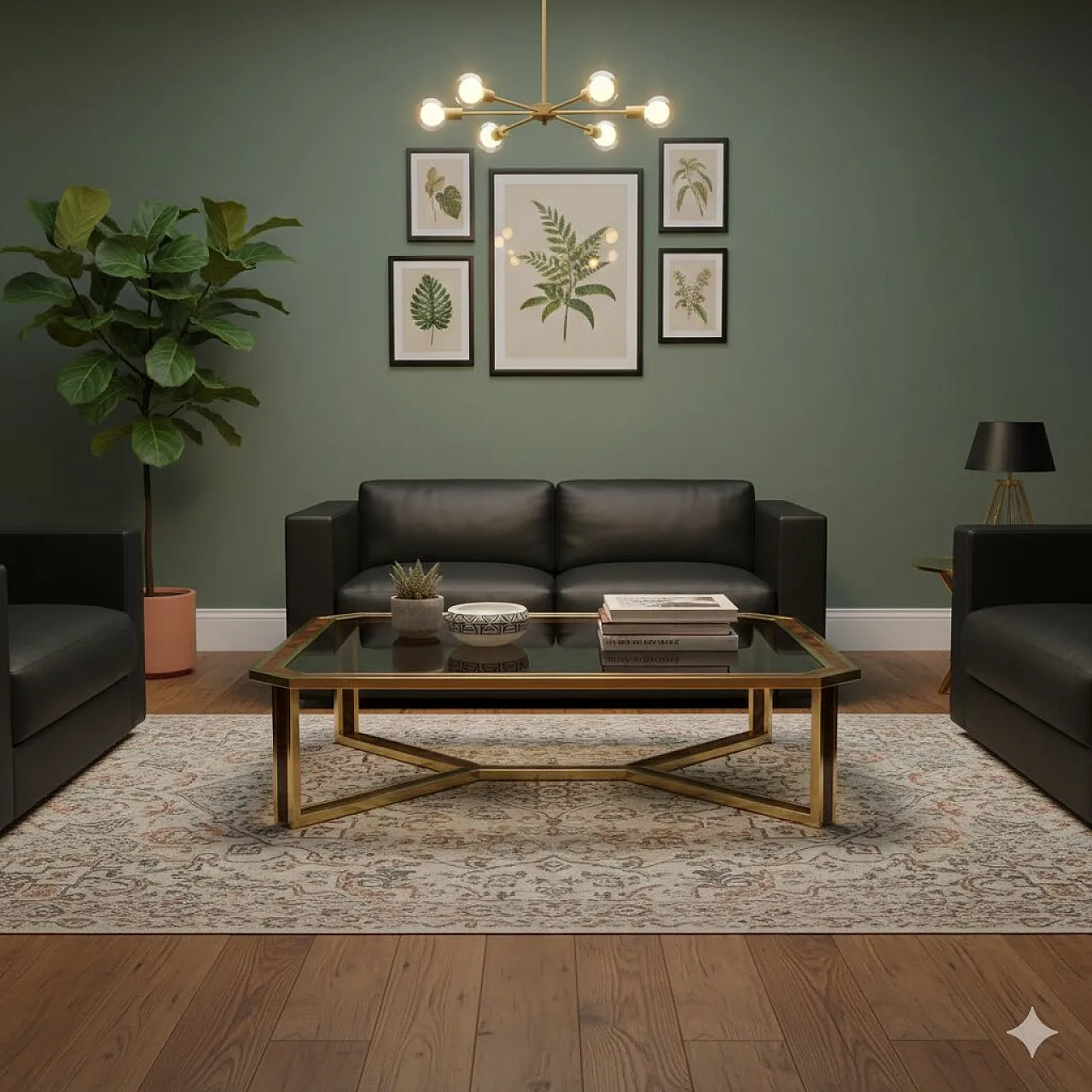 Tavolino in ottone, radica e vetro fumé, '900 2