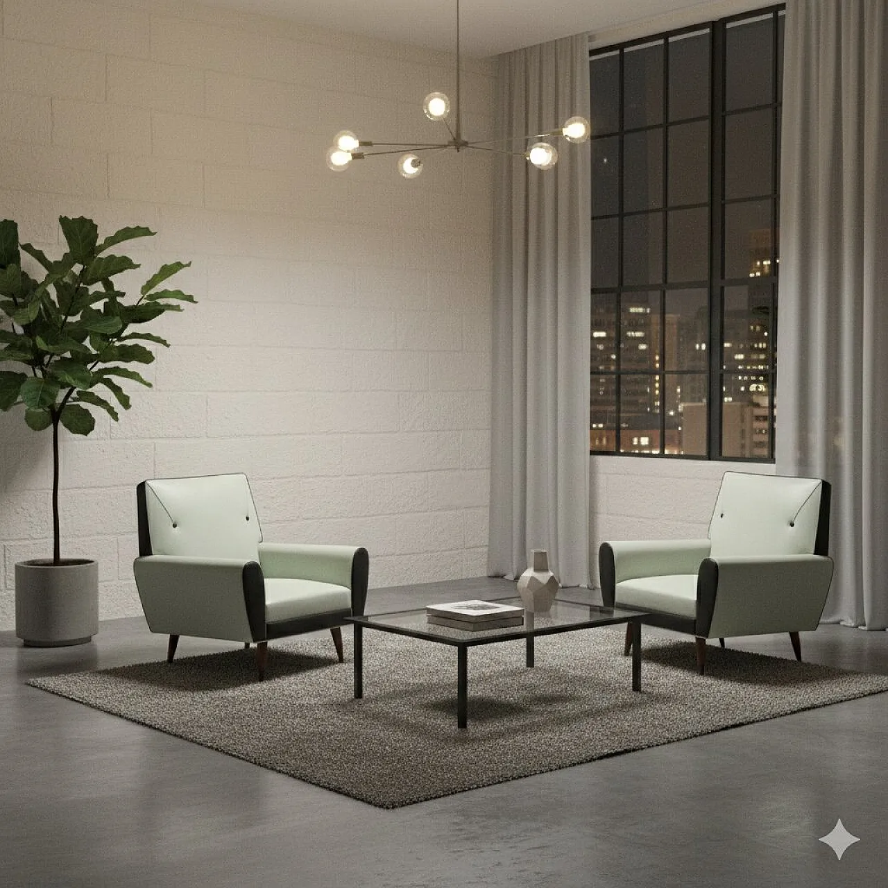 Coppia di poltrone con imbottitura in espanso e molle, '900 2