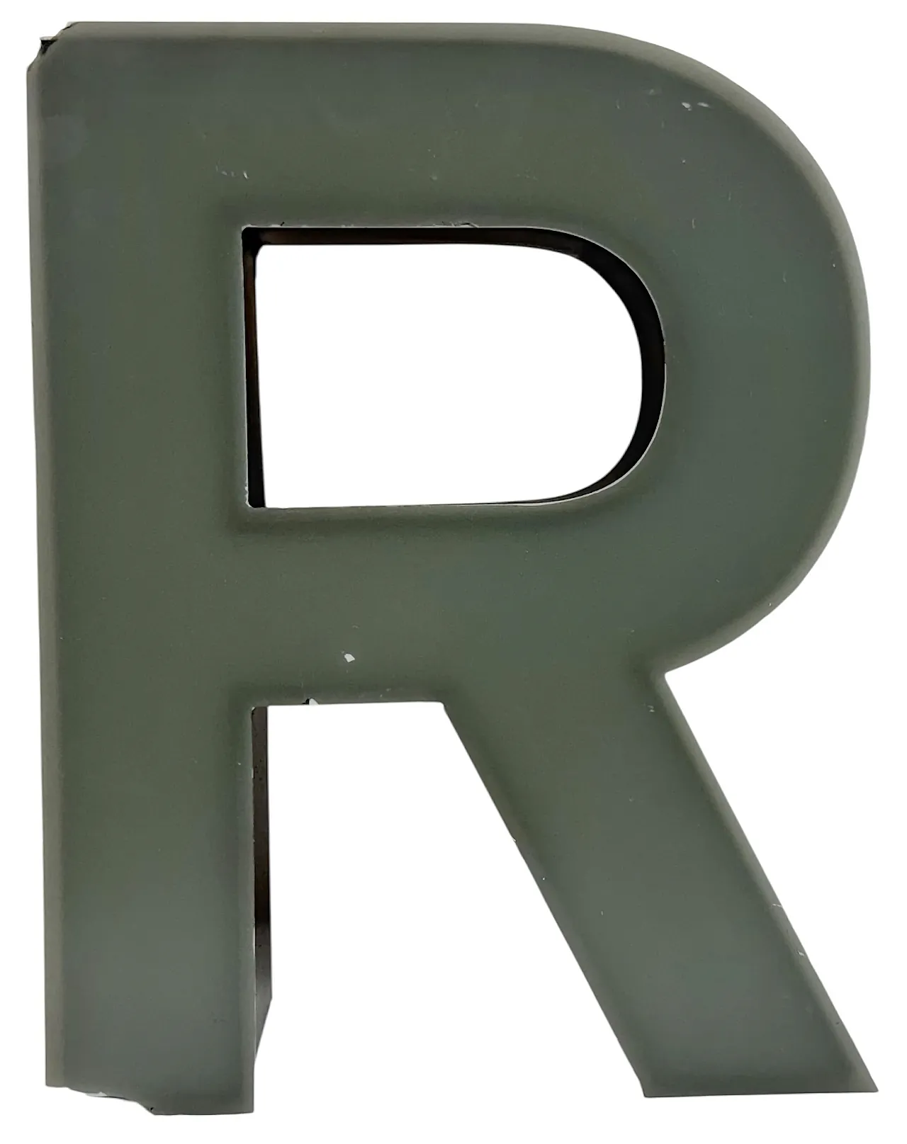 Vintage Industrial Illuminated Letter R, Metal & Plastic, 1970s 1