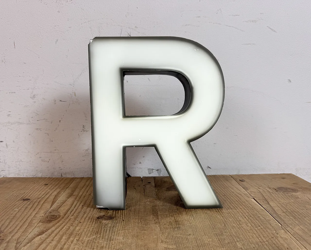 Vintage Industrial Illuminated Letter R, Metal & Plastic, 1970s 11