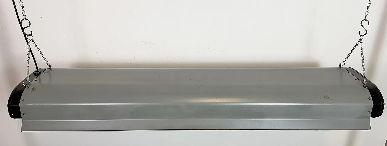 Grey Industrial Hanging Tube Light from Elektrosvit, 1960s 3