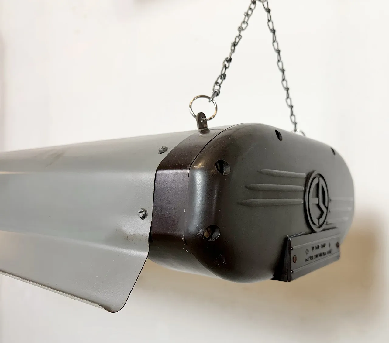 Grey Industrial Hanging Tube Light from Elektrosvit, 1960s 4