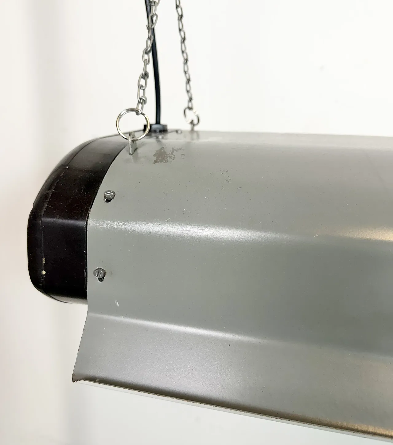 Grey Industrial Hanging Tube Light from Elektrosvit, 1960s 5