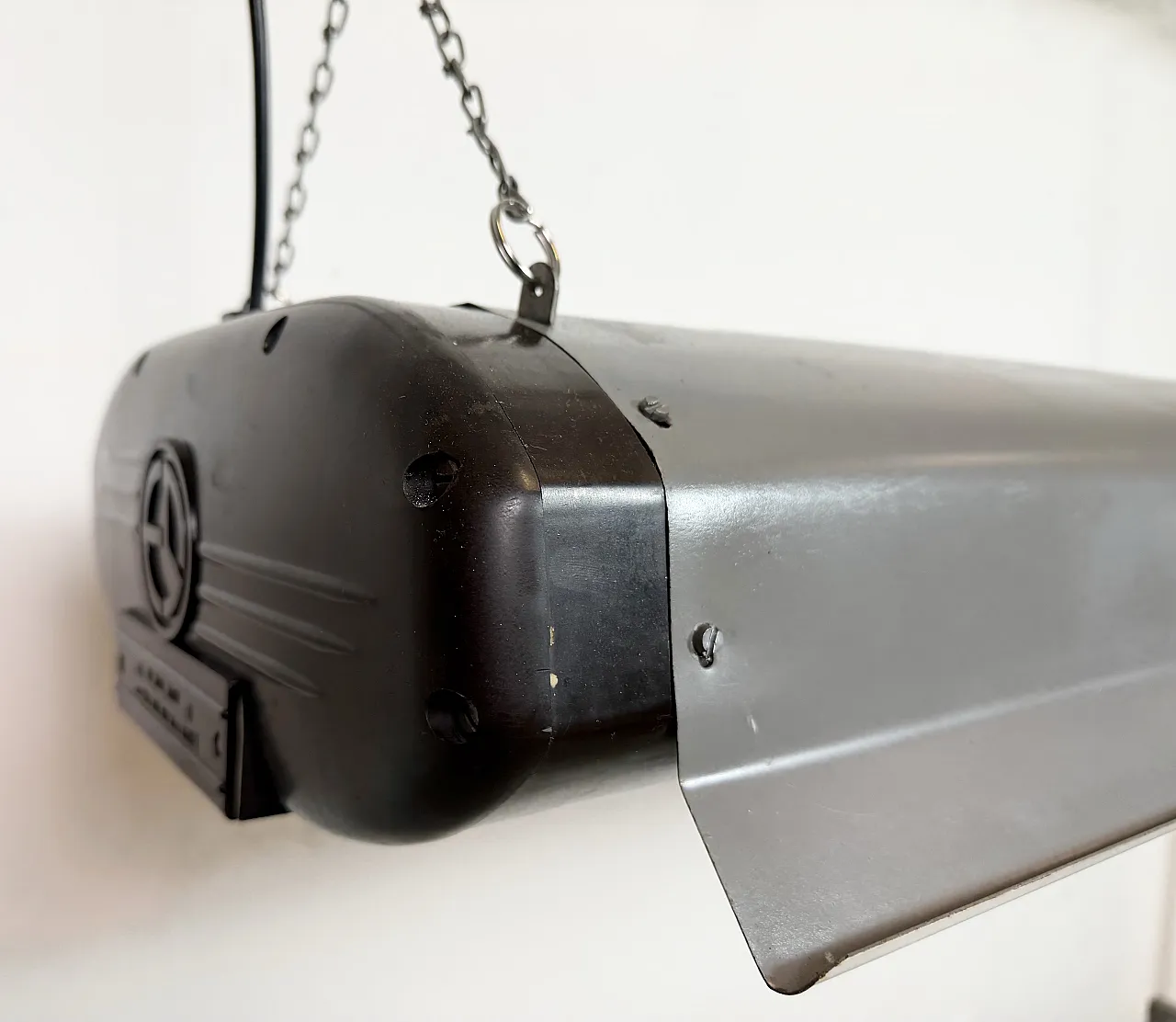 Grey Industrial Hanging Tube Light from Elektrosvit, 1960s 6