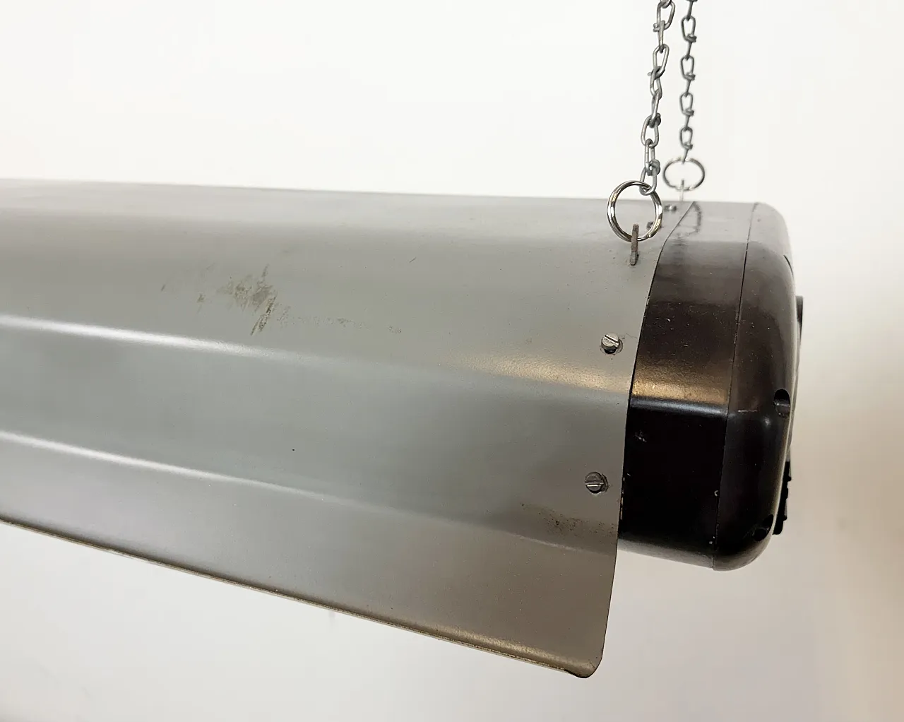 Grey Industrial Hanging Tube Light from Elektrosvit, 1960s 9