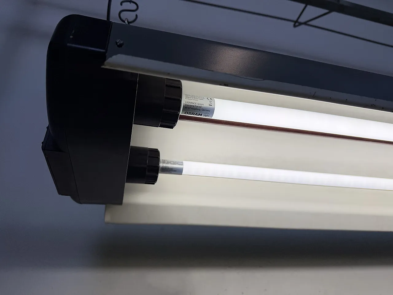 Grey Industrial Hanging Tube Light from Elektrosvit, 1960s 11