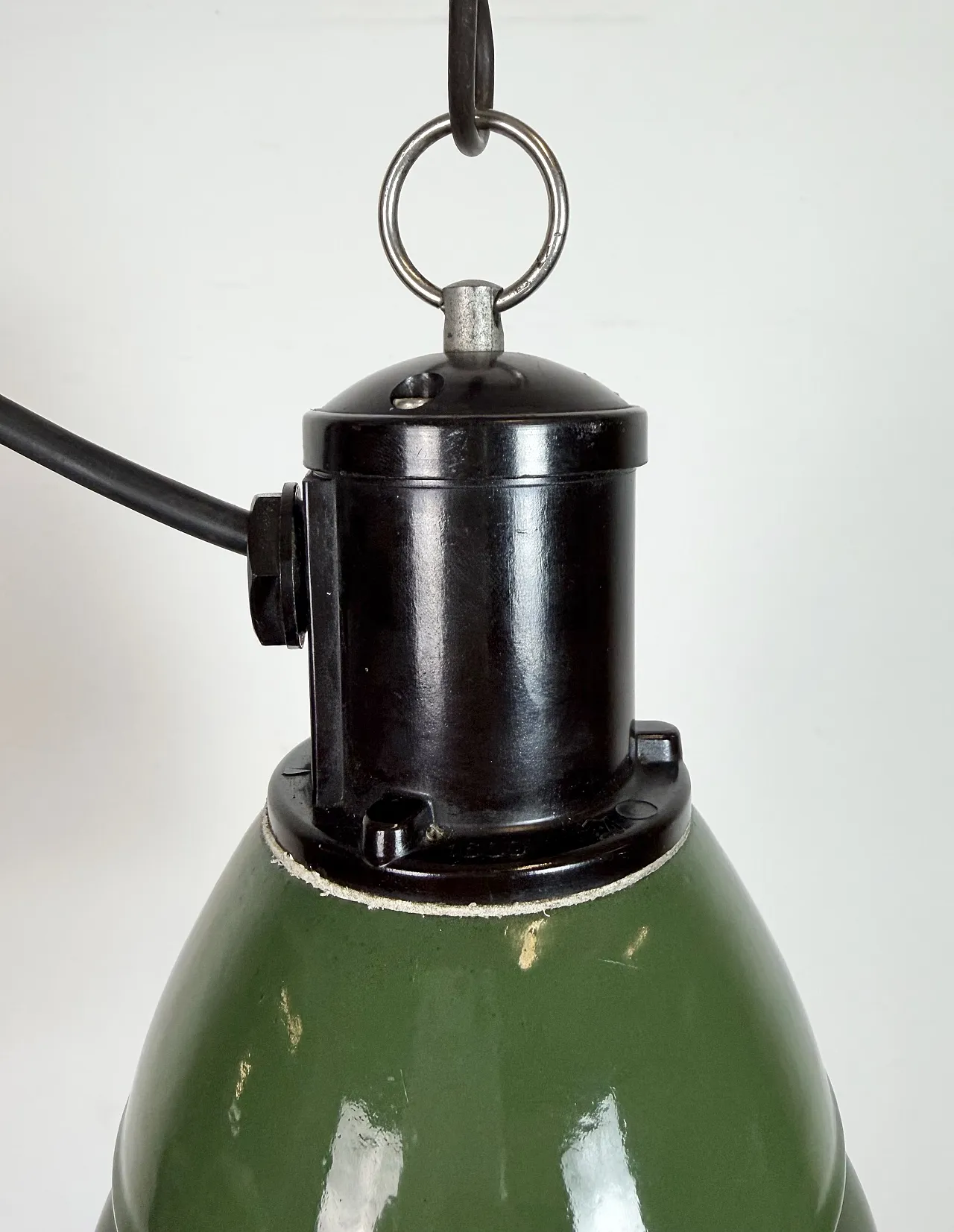 Industrial Green Enamel Cage Pendant Lamp from Philips, 1960s 3