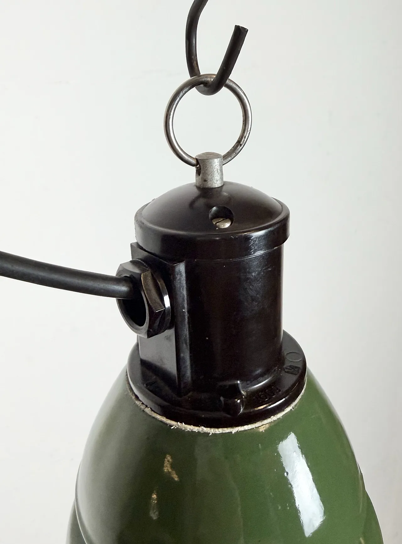 Industrial Green Enamel Cage Pendant Lamp from Philips, 1960s 8