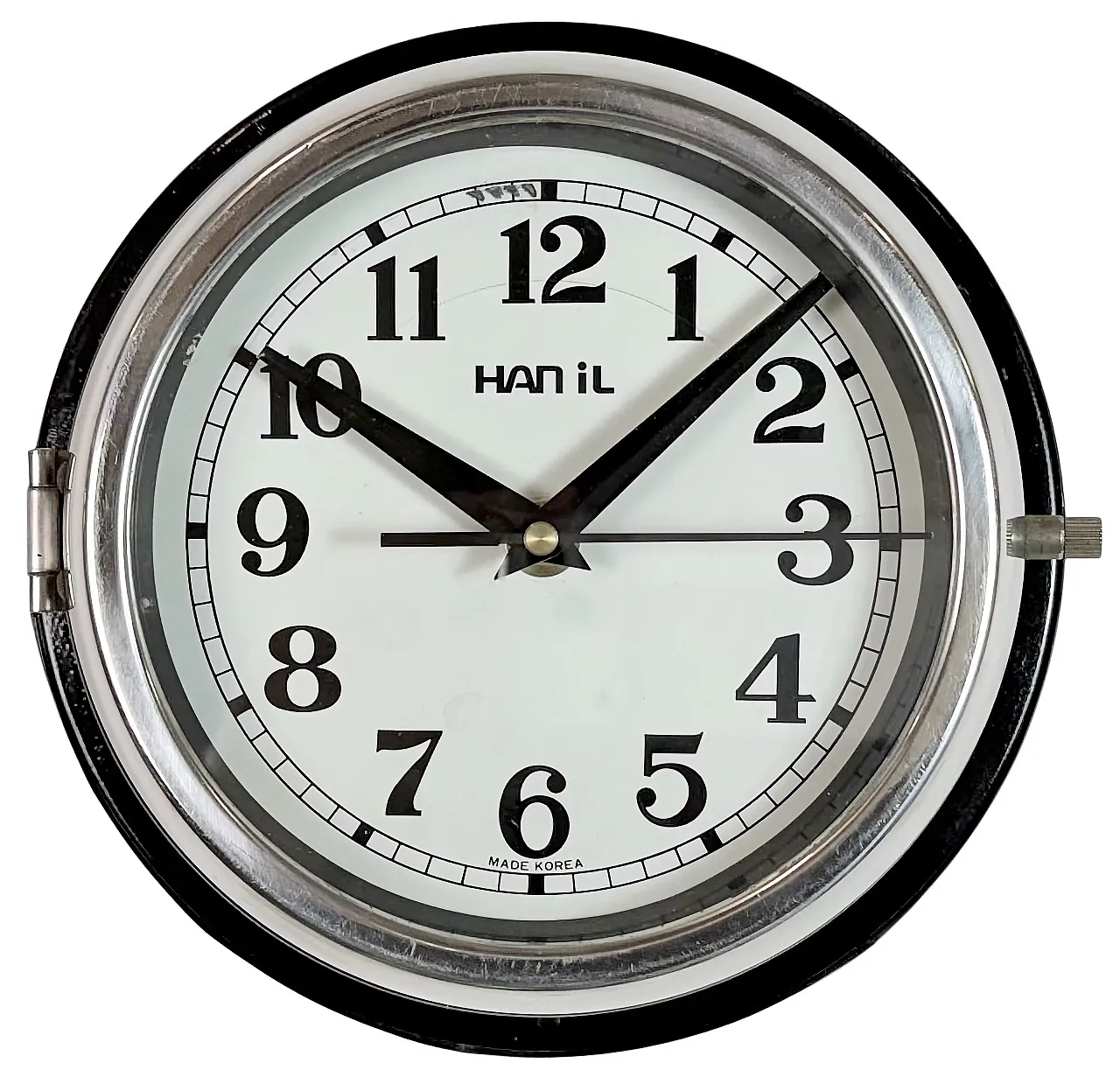 Vintage Black Hanil Ship Wall Clock, 1980s 1