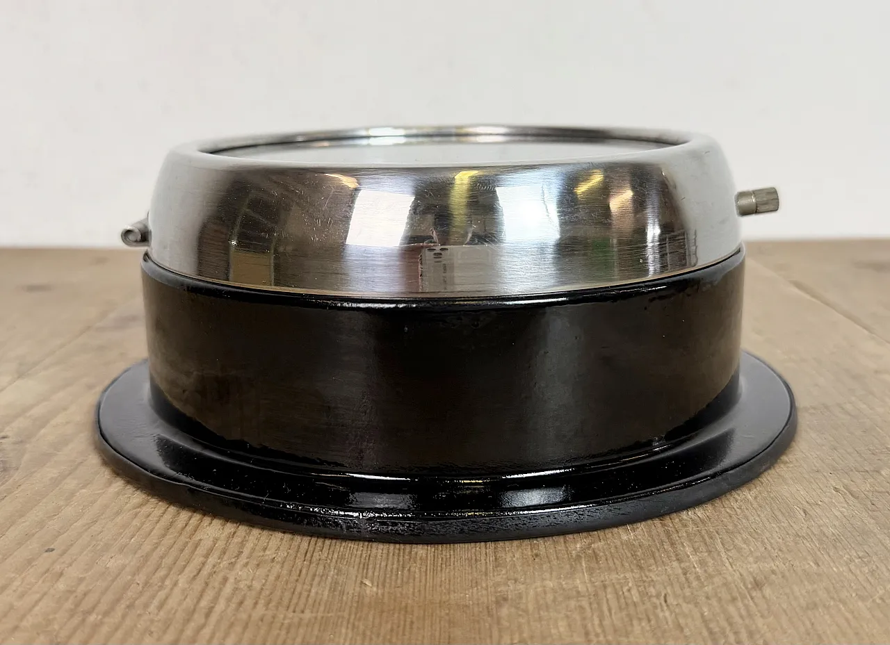 Vintage Black Hanil Ship Wall Clock, 1980s 10