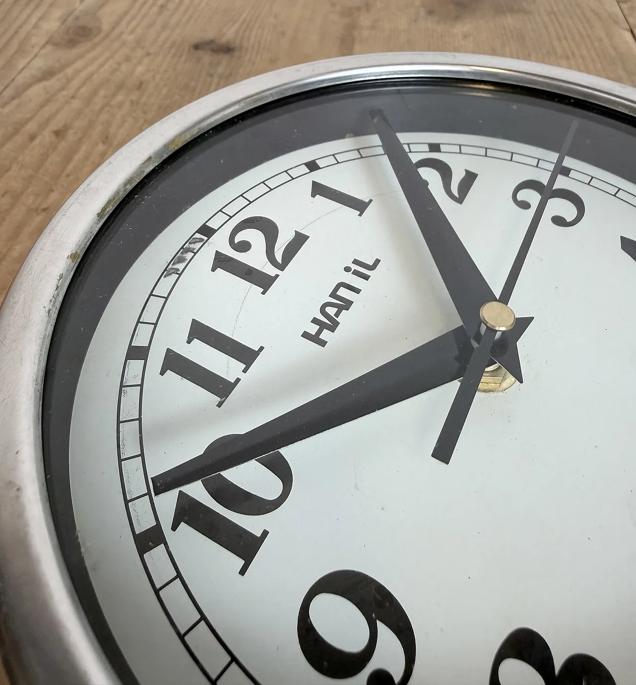 Vintage Black Hanil Ship Wall Clock, 1980s 15